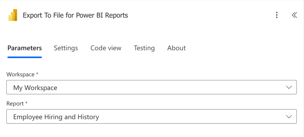 Power Automate action to export a Power BI report to file