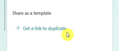 The "Get a link to duplicate" button for sharing a form as a template