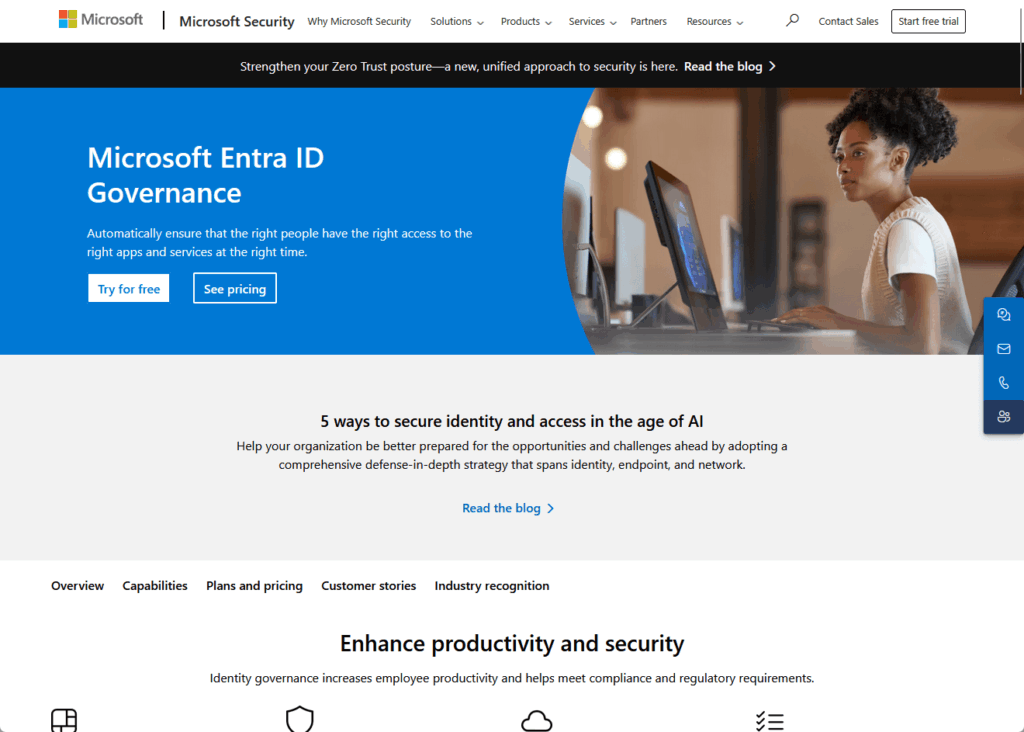 Microsoft Entra ID Governance landing page