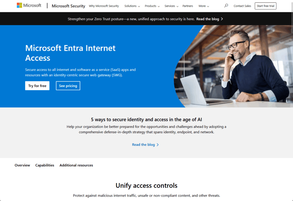 Microsoft Entra Internet Access landing page