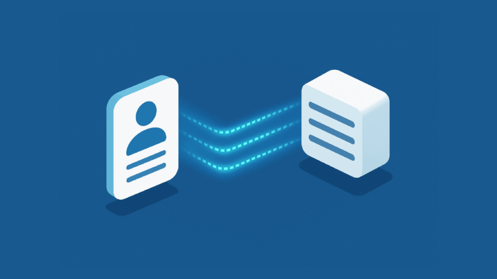 Isometric illustration of Microsoft Forms connecting to SharePoint database